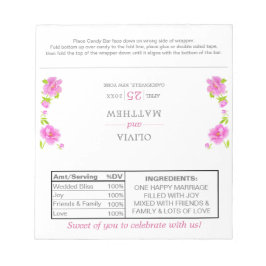 Pink Peonies Floral Wedding Candy Wrappers Notizblock
