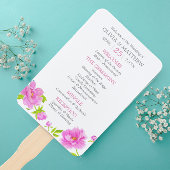 Pink Peonies Floral Wedding Program Hand Fans Fächer