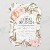 Pink Peonies Floral Wreath Bridal Brunch Einladung (Vorne/Hinten)