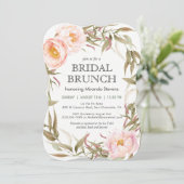 Pink Peonies Floral Wreath Bridal Brunch Einladung (Stehend Vorderseite)