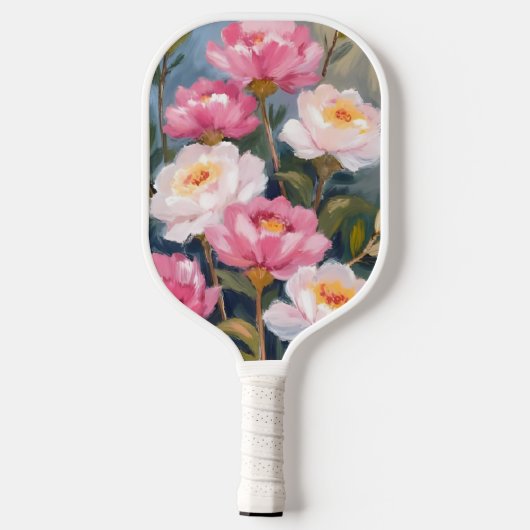 Pink Peonies Flower Bouquet Watercolor Pickleball Schläger (Rückseite)