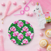 Pink Peonies Garden Print Pappteller (Party)