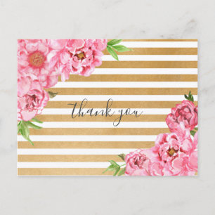Pink Peonies Girl Duschgedicht danke Postkarte