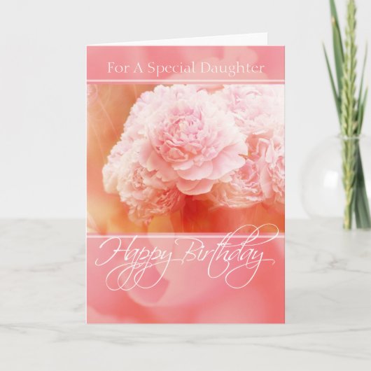 Pink Peonies Happy Birthday Daughter Card Karte (Vorderseite)