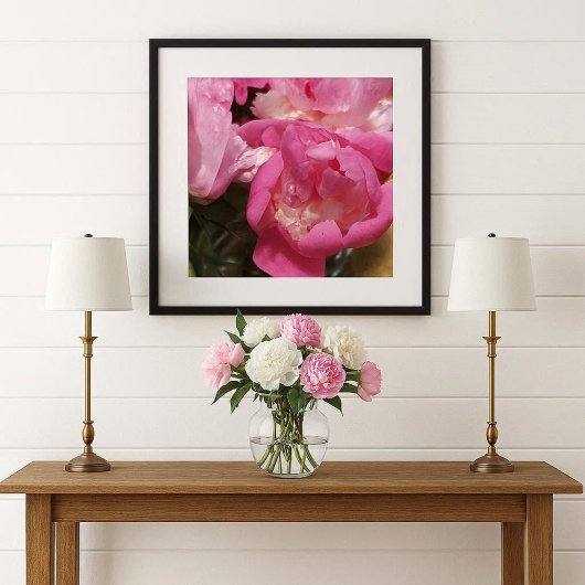 Pink Peonies in Vase / Peony Blume Poster