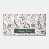 Pink Peonies Individuelle Name Schreibtischunterlage (Vorderseite)