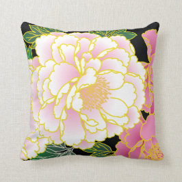 Pink Peonies Japanisch Floral Kimono Kissen
