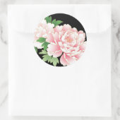 Pink Peonies Japanisch Floral Kimono Runder Aufkleber (Tasche)