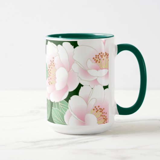 Pink Peonies Japanisch Floral Kimono Tasse (Rechts)