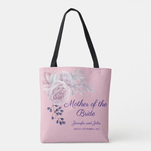 Pink Peonies Lila Frame Mutter der Bride Tasche (Rückseite)