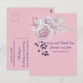 Pink Peonies Lila Geometric Frame Vielen Dank Postkarte (Vorne/Hinten)