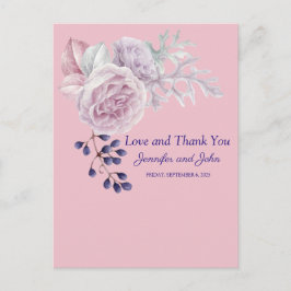 Pink Peonies Lila Geometric Frame Vielen Dank Postkarte