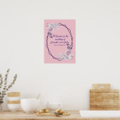 Pink Peonies Lila GeometricFrame Wedding Willkomme Poster (Küche)