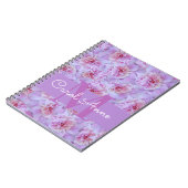 Pink Peonies Lila Monogram Spiral Foto Notebook Notizblock (Linke Seite)