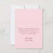 Pink Peonies Love & Thanks Photo & Note Wedding Dankeskarte (Rückseite)