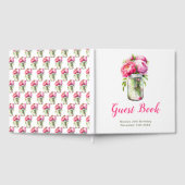 Pink Peonies Mason Jar Birthday Party Gästebuch (Voll)