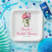 Pink Peonies Mason Jar Brautparty Pappteller (Party)