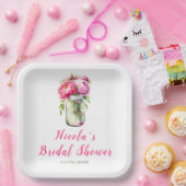 Pink Peonies Mason Jar Brautparty Pappteller (Party)