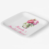 Pink Peonies Mason Jar Brautparty Pappteller (Gewinkelt)