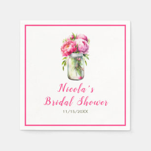 Pink Peonies Mason Jar Brautparty Serviette