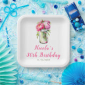 Pink Peonies Mason Jar Geburtstag Pappteller (Party)