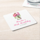 Pink Peonies Mason Jar Geburtstag Rechteckiger Pappuntersetzer (angewinkelt)