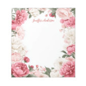 Pink Peonies Moderne Blumenwelt Notizblock (Vorderseite)