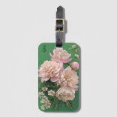 Pink Peonies Monogram Name Personalized Gepäckanhänger (Vorderseite Vertikal)