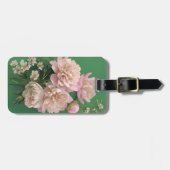 Pink Peonies Monogram Name Personalized Gepäckanhänger (Vorderseite horizontal)