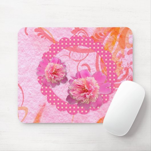 Pink Peonies Mousepad (Mit Mouse)