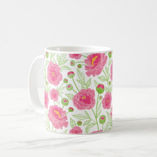 PInk Peonies-Muster Kaffeetasse (Vorderseite Links)