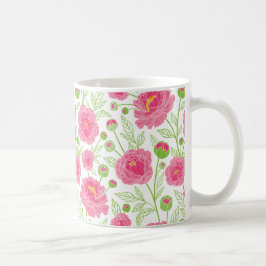 PInk Peonies-Muster Kaffeetasse