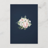 Pink Peonies Navy Hintergrund Hochzeit speichern d Begleitkarte (Rückseite)