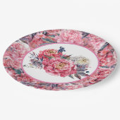 Pink Peonies Paper Plate Pappteller (Schrägansicht)