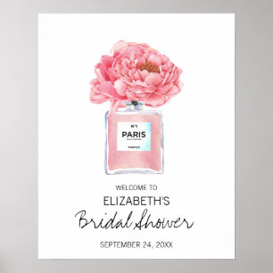 Pink Peonies Parfüm Brautparty Willkommen Poster