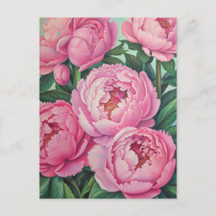 Pink peonies Pastel Blume Floral Postkarte