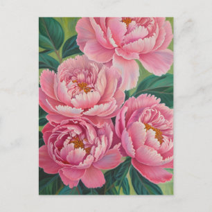 Pink peonies Pastel Blume Floral Postkarte