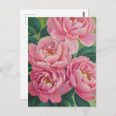 Pink peonies Pastel Blume Floral Postkarte (Vorne/Hinten)