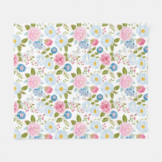 Pink Peonies Pattern  Fleecedecke (Vorderseite (Horizontal))