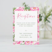 Pink Peonies Pattern | Hochzeitsempfang Einladung (Stehend Vorderseite)