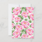 Pink Peonies Pattern | Hochzeitsempfang Einladung (Rückseite)