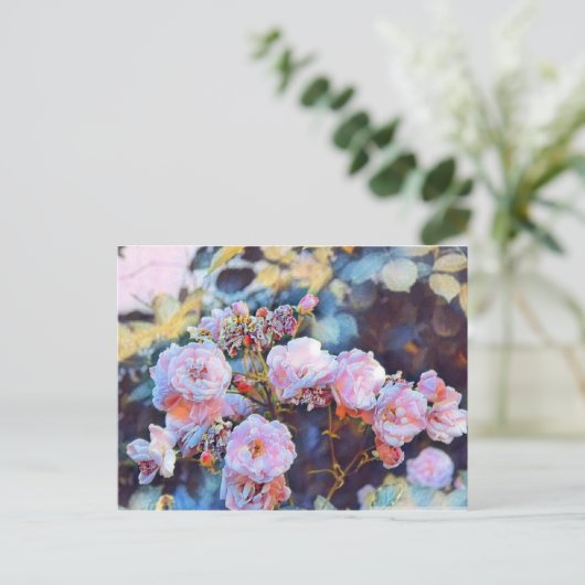 PINK PEONIES POSTCARD POSTKARTE (Stehend Vorderseite)