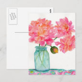 Pink Peonies Postcard Postkarte (Vorne/Hinten)