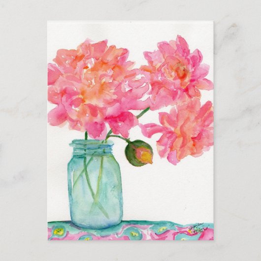 Pink Peonies Postcard Postkarte (Vorderseite)