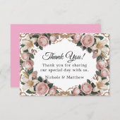 Pink Peonies Rokoko Frame Wedding Dankeskarte (Vorne/Hinten)