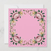 Pink Peonies Rokoko Frame Wedding Einladung (Rückseite)