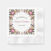 Pink Peonies Rokoko Frame Wedding Serviette (Vorderseite)