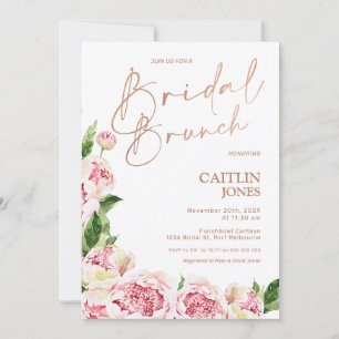 Pink Peonies Rose Gold Bridal Brunch Brunch Dusche Einladung
