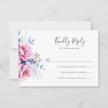 Pink Peonies | RSVP-Karte für Aquarellblumen