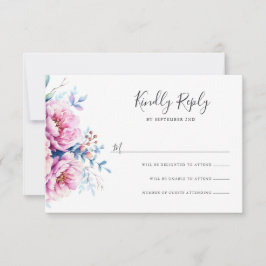 Pink Peonies | RSVP-Karte für Aquarellblumen RSVP Karte